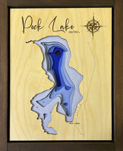 Load image into Gallery viewer, Peck Lake , Saskatchewan 3D Wood Map (10x13”)