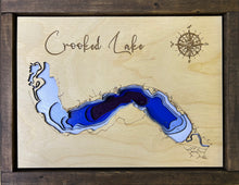 Load image into Gallery viewer, Crooked Lake, Saskatchewan 3D Wood Map (10x13”)