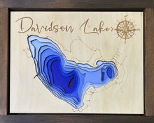 Load image into Gallery viewer, Davidson Lake , New Brunswick 3D Wood Map (10x13”)