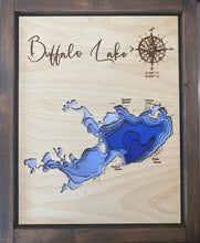 Load image into Gallery viewer, Buffalo Lake , Alberta 3D Wood Map (10x13”)