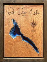 Load image into Gallery viewer, Red Deer Lake , Alberta 3D Wood Map (10x13”)