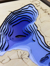 Load image into Gallery viewer, Davidson Lake , New Brunswick 3D Wood Map (10x13”)
