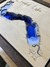 Load image into Gallery viewer, Crooked Lake, Saskatchewan 3D Wood Map (10x13”)