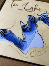 Load image into Gallery viewer, Tie Lake, British Columbia 3D Wood map (10x13”)