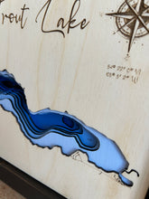Load image into Gallery viewer, East Trout Lake, Saskatchewan 3D Wood Map (10x13”)