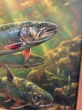 Load image into Gallery viewer, Trout art . Canvas print . Wood Sign 26x19inch
