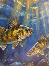 Load image into Gallery viewer, Walleye art . Canvas print . Wood Sign 26x19inch
