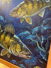 Load image into Gallery viewer, Walleye art . Canvas print . Wood Sign 26x19inch
