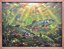 Load image into Gallery viewer, Trout art . Canvas print . Wood Sign 26x19inch
