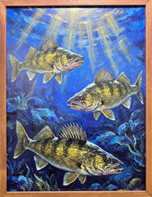 Load image into Gallery viewer, Walleye art . Canvas print . Wood Sign 26x19inch

