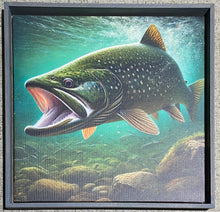 Load image into Gallery viewer, Lake trout art . Canvas print .
