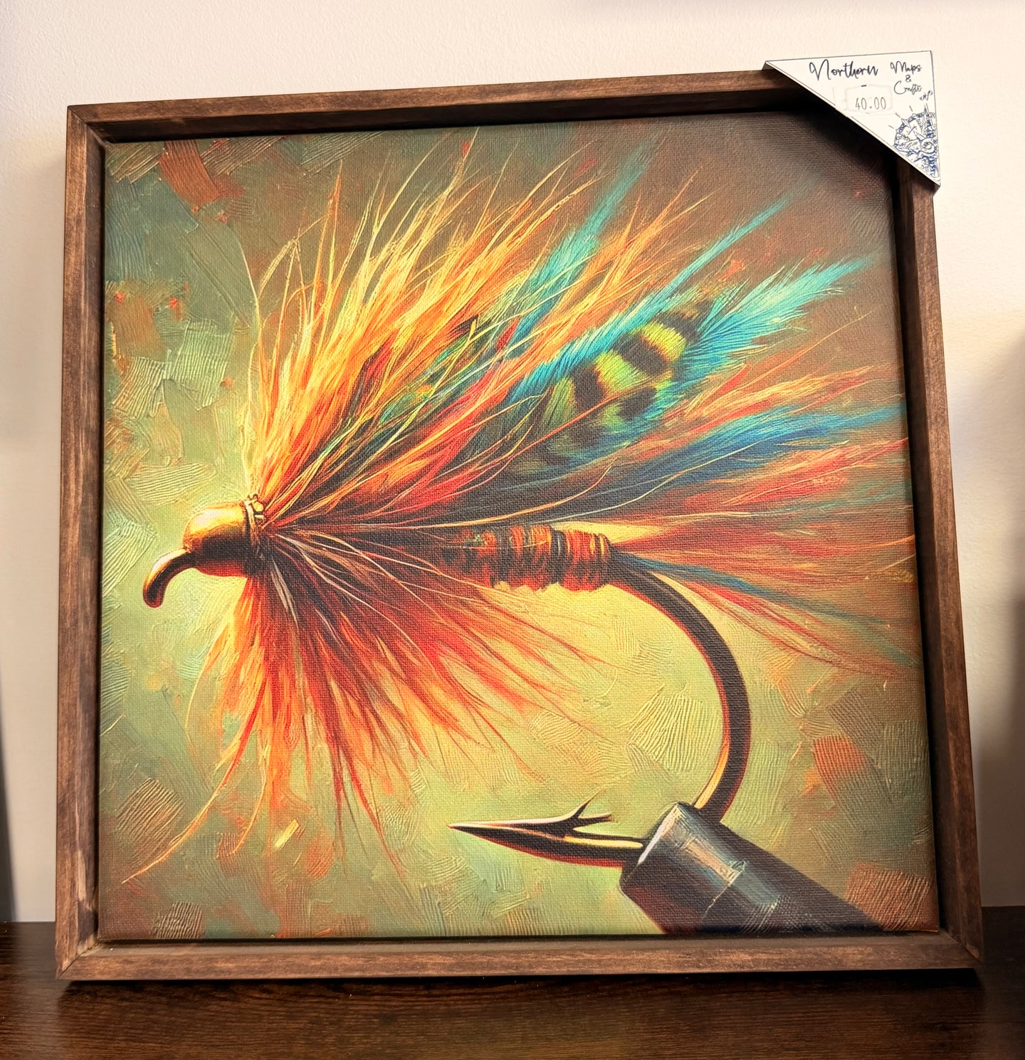 Fly hook art . Canvas print .
