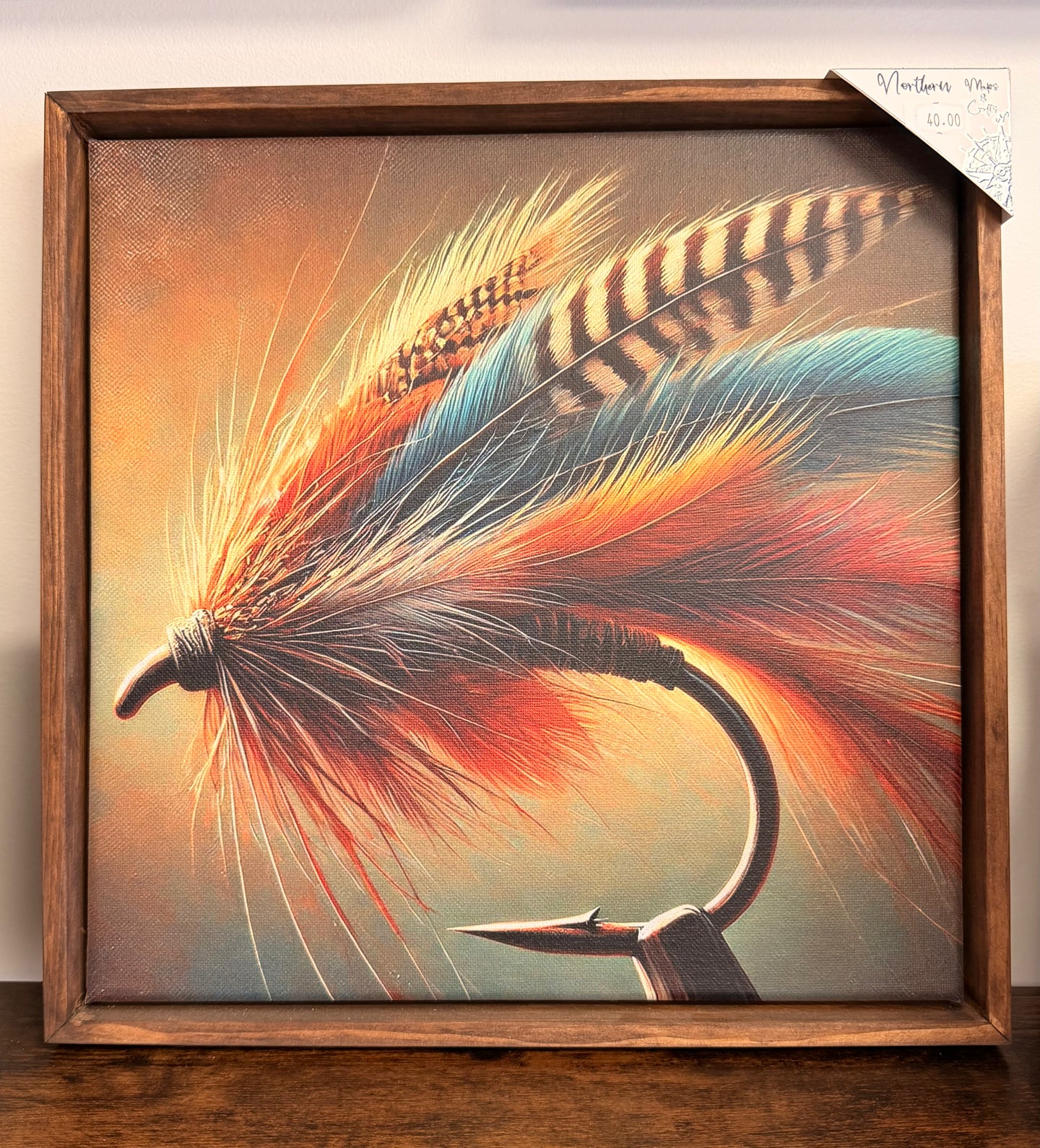 Fly hook art . Canvas print .