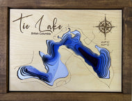 Tie Lake, British Columbia 3D Wood map (10x13”)