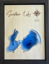 Load image into Gallery viewer, Sandbar Lake, Ontario 3D Wood Map  (10x13”)
