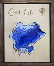 Load image into Gallery viewer, Cold Lake , Alberta / Saskatchewan 3D Wood Map  (10x13”)
