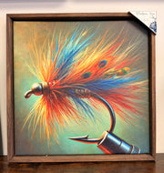 Fly hook art . Canvas print .