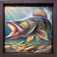 Walleye art . Canvas print . Wood sign.