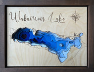 Wabamun Lake , Alberta 3D Wood Map  (10x13”)