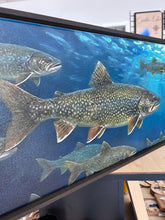 Load image into Gallery viewer, Lake trout art . Canvas print . Wood Sign 36.5x12.6 inch
