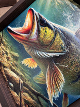 Load image into Gallery viewer, Walleye art . Canvas print . Wood sign.
