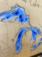 Load image into Gallery viewer, The Great Lakes, 3D Wood Map
