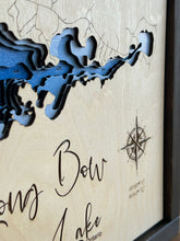 Load image into Gallery viewer, Long Bow Lake, Ontario 3D Wood Map  (10x13”)
