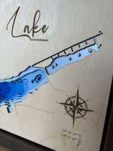 Load image into Gallery viewer, Eagle Lake, Saskatchewan 3D Wood Map (10x13”)
