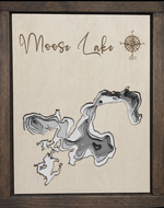 Moose Lake Black and white  , Alberta 3D Wood Map (10x13”)